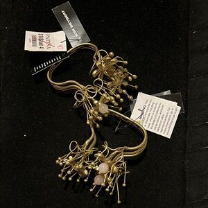 Kim Seybert Brass and Pink Beaded Napkin Holders